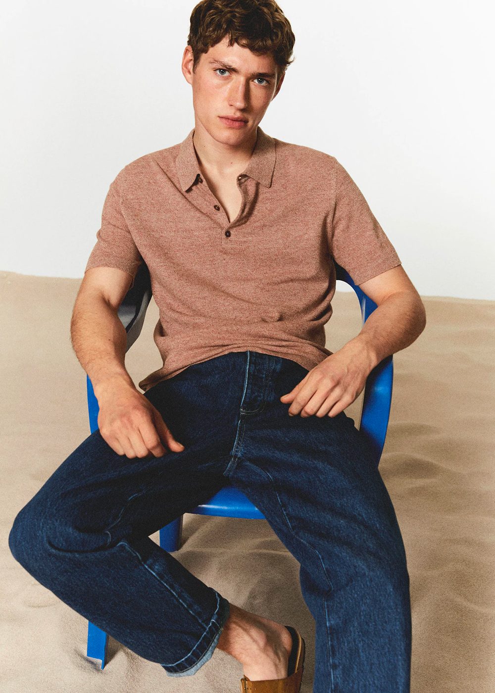 Knit cotton polo shirt